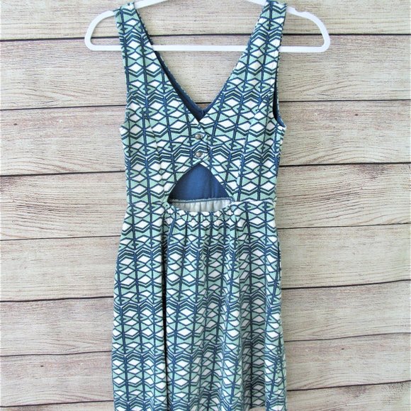 Maeve Blue/Green Geometric Cut-out dress - Picture 6 of 8